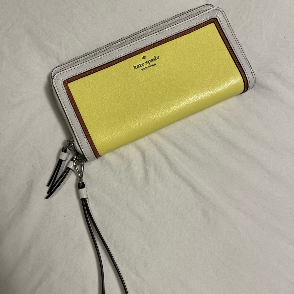 Kate Spade Large Wallet with Wristlet in color Lemon